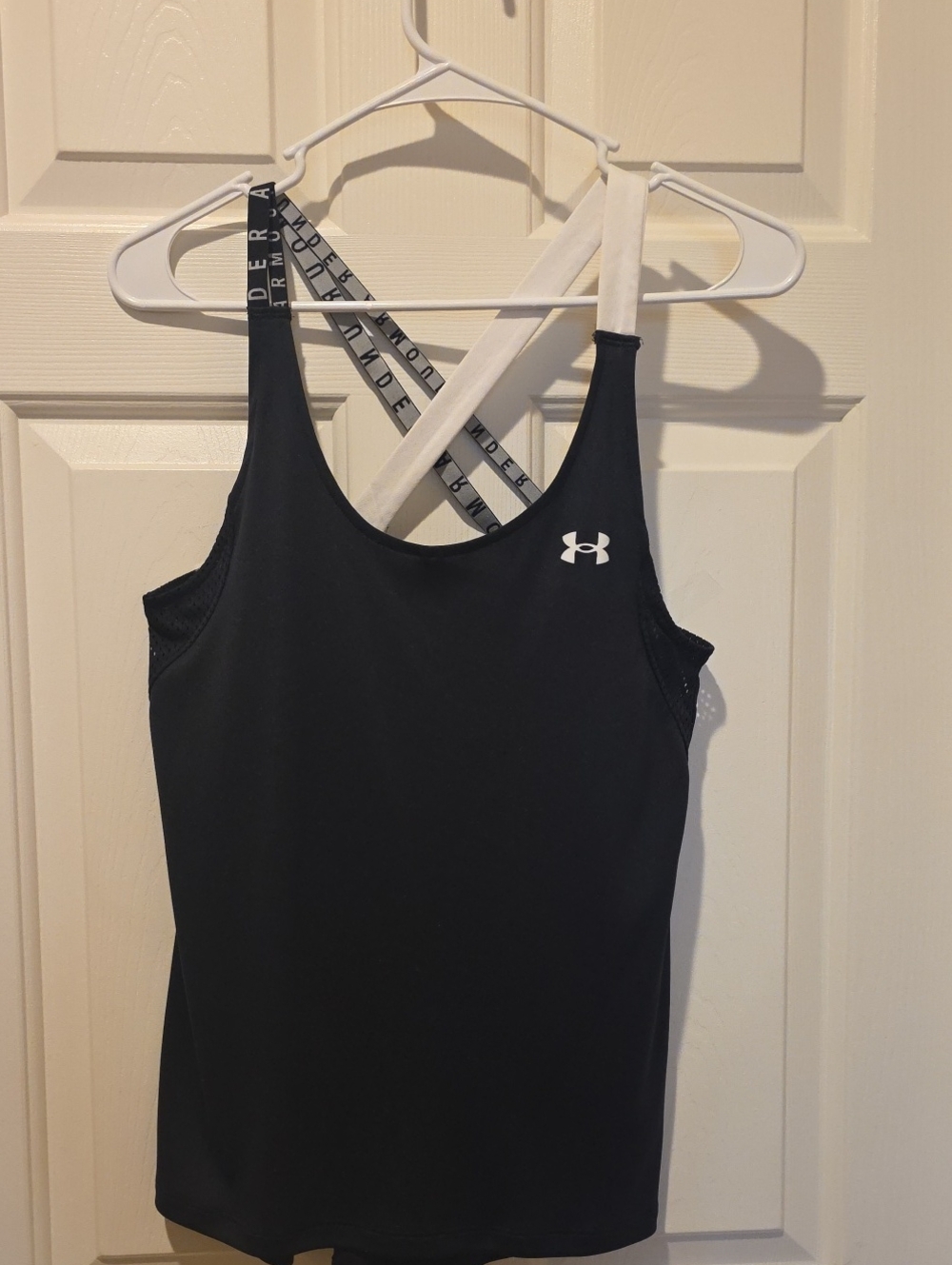 Under Armour Black Tank with White Cross-Back Straps